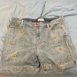 Lane Bryant Women's Plus Size 16 Denim Multicolor Bermuda Shorts Rainbow